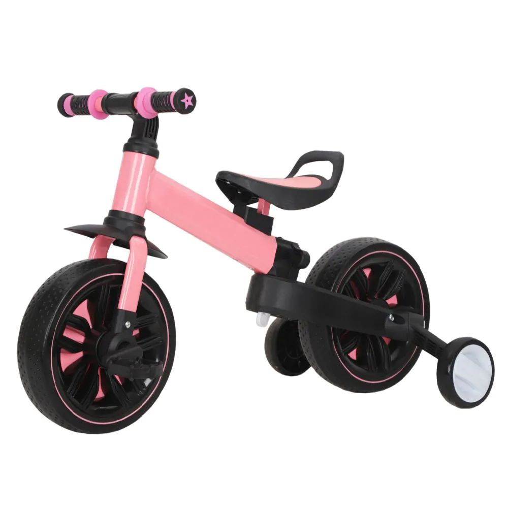 Bicicleta cu roti ajutatoare 3 in 1 pentru fete 12 inch Ocie Quad Roz ajutatoare
