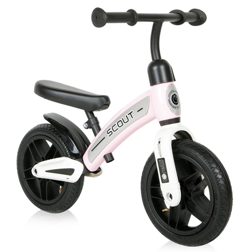 Bicicleta de echilibru fara pedale pentru fete roti cauciuc 10 inch Lorelli Scout Air Roz