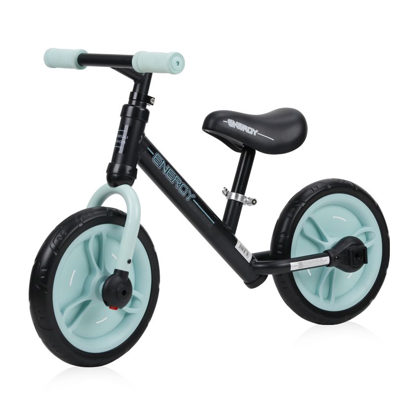 Bicicleta fara pedale pentru baieti 11 inch Lorelli Energy 2020 negru verde cu roti ajutatoare