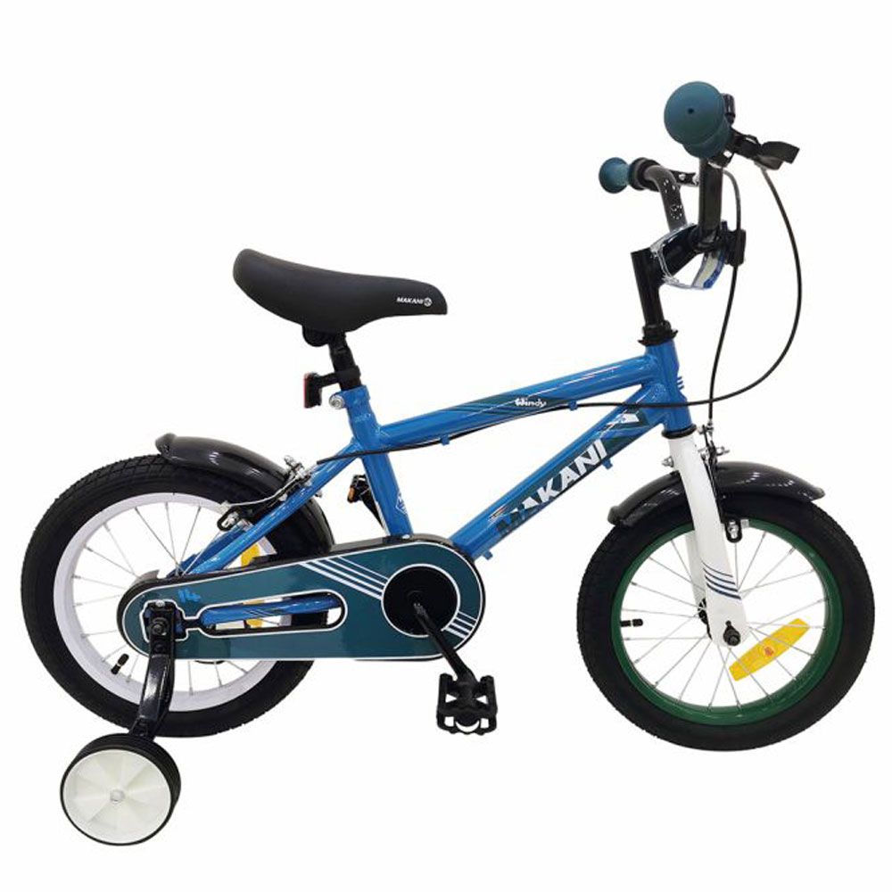 Bicicleta pentru baieti 14 inch Kikka Makani Windy Albastru cu roti ajutatoare hippoland.ro