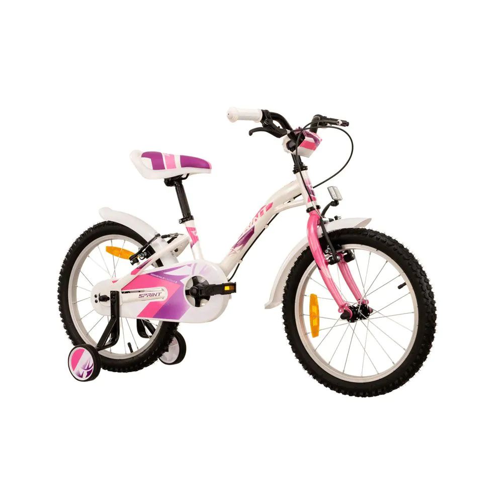 Bicicleta pentru fete Max Bike Sprint Alice 18 inch Alb, Roz Pastel