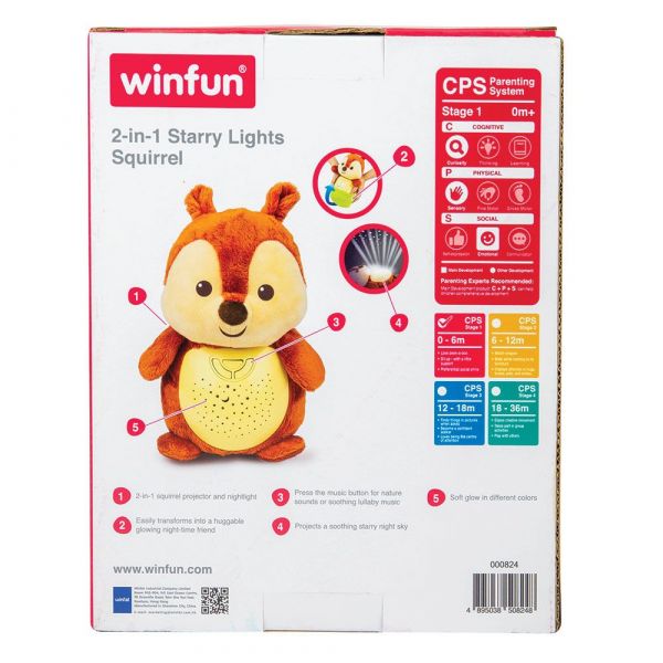Proiector 2 in 1 din plus Winfun Starry Lights Squirel 