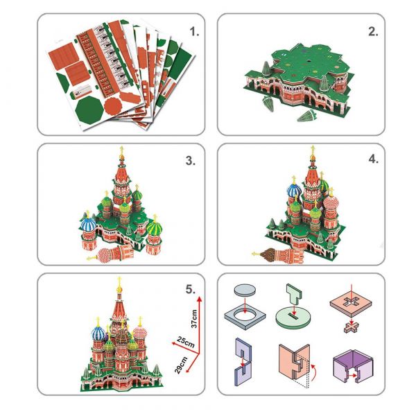 Puzzle 3d cu led Cubic Fun 224 piese Catedrala Sfantul Vasile
