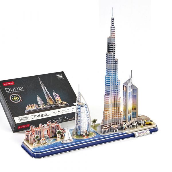 Puzzle 3D cu LED Cubic Fun City Line Dubai 182 piese 