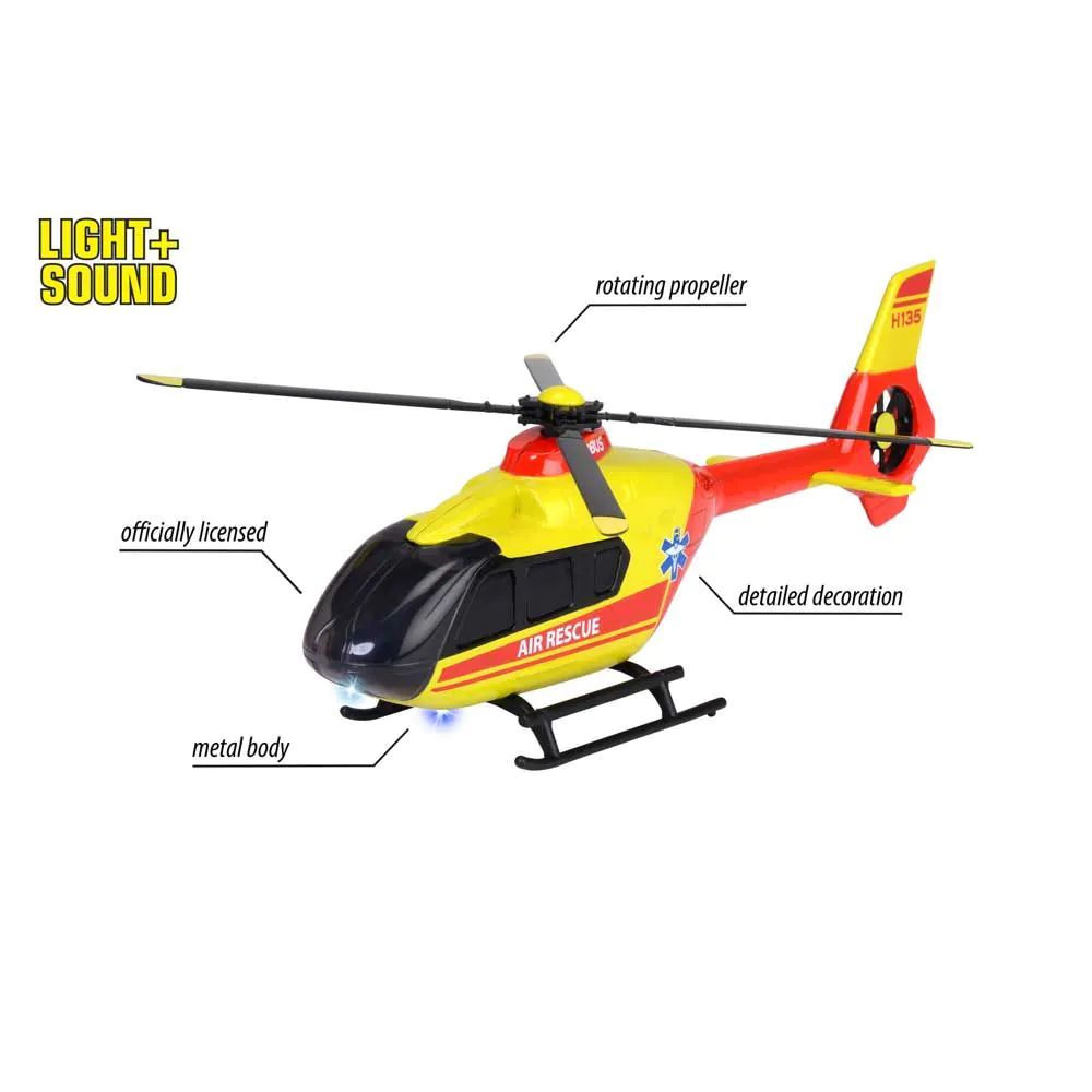 Elicopter de salvare metalic Majorette Airbus H135 cu lumini si sunete 25.5 cm