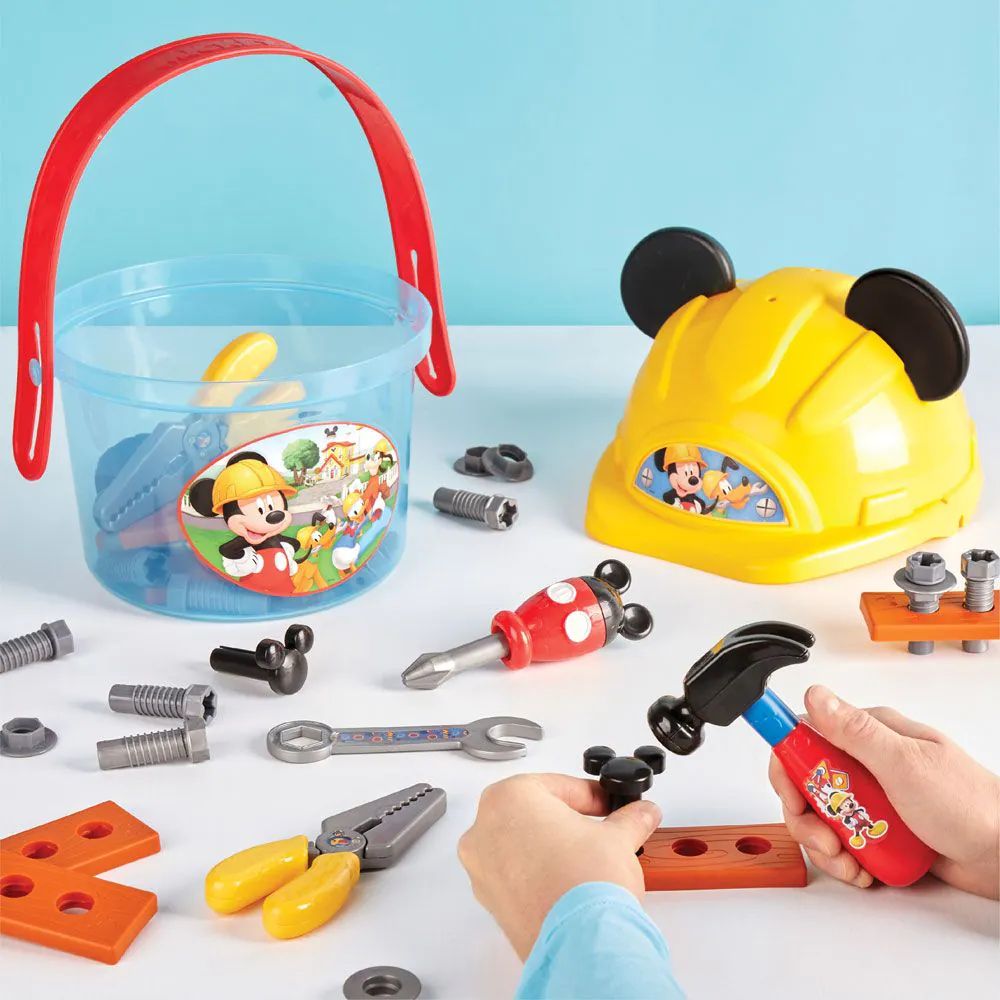 Galetusa cu unelte si casca Disney Junior Mickey Mouse 29 piese