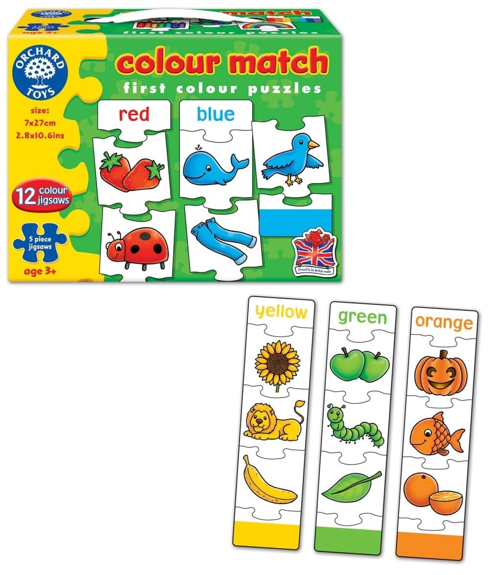 Joc educativ engleza Orchard Toys Invata culorile prin asociere puzzle 5 x 12 piese