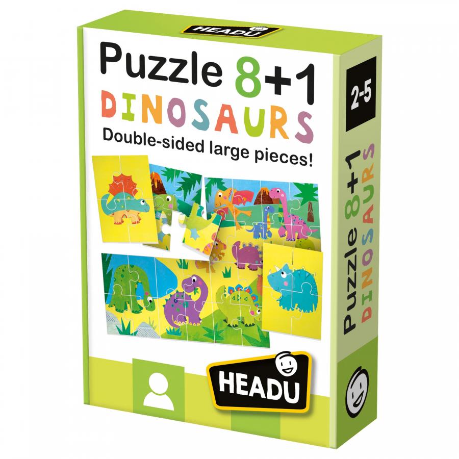 Joc Educativ Headu 8+1 Puzzle Dinozauri 8+1