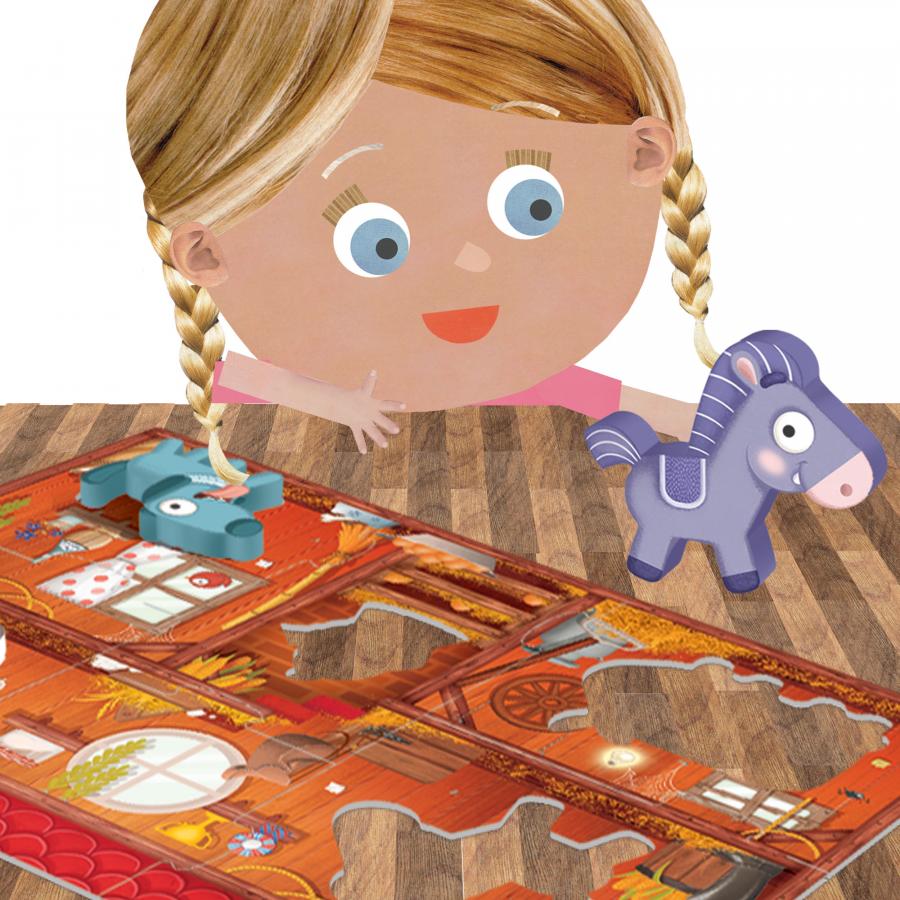 Joc educativ Headu Montessori Primul meu puzzle Ferma