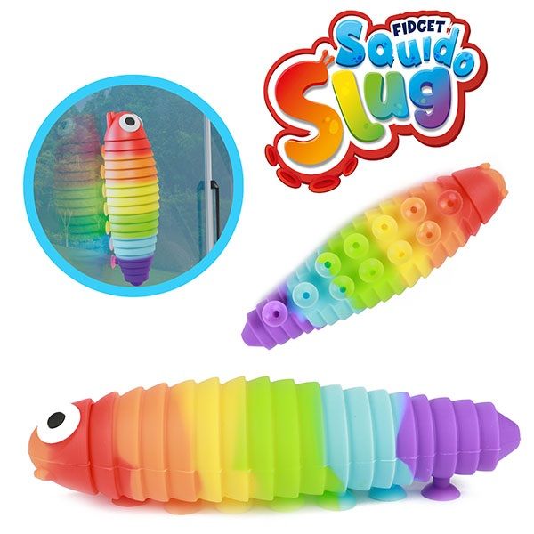 Jucarie antistres TToys cu ventuze Rainbow fidget Squido Slug antistres