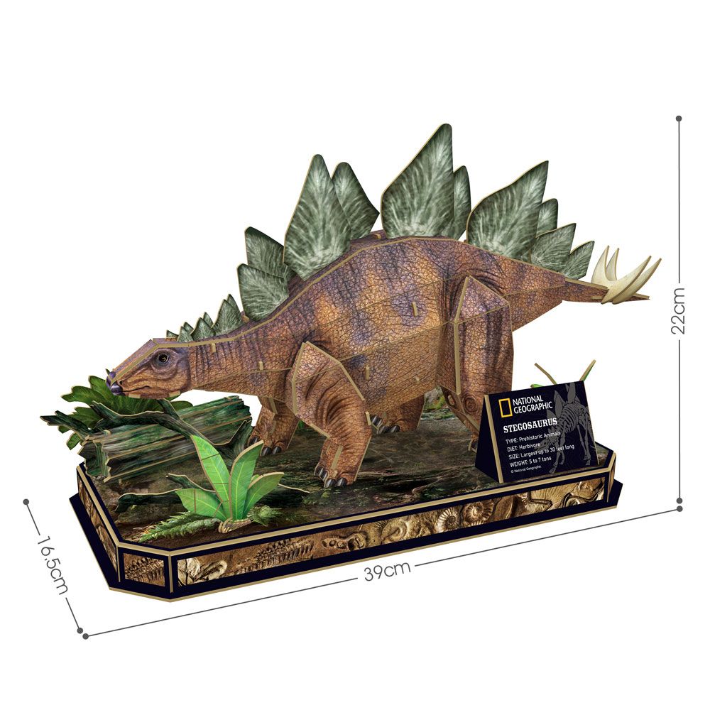 Puzzle 3D Cubic Fun National Geographic Stegosaurus 62 piese