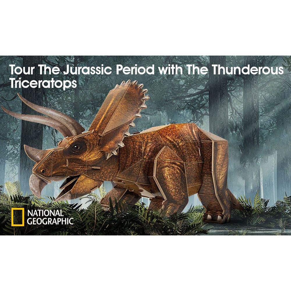 Poze Puzzle 3D Cubic Fun National Geographic Triceratops 44 piese