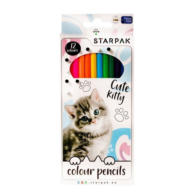 Set 12 creioane colorate Starpak Kittie Cuties hippoland.ro