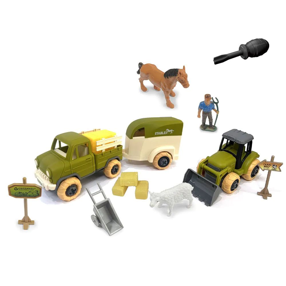 Set de joaca cu tractor si camion transport cai Ocie